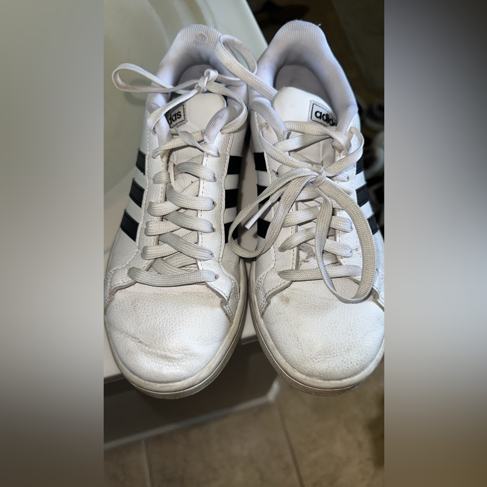 Adidas Classic White Sneakers with Black Stripes